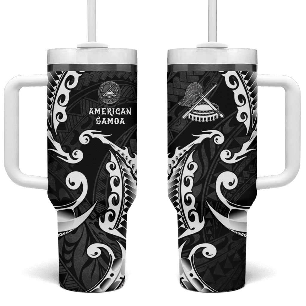 AAPI Heritage Month Tumbler With Handle American Samoa Polynesian Tribal Wave LT05 One Size: 40 oz Black - Polynesian Pride