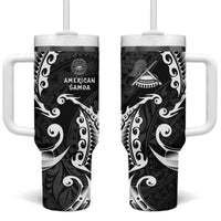 AAPI Heritage Month Tumbler With Handle American Samoa Polynesian Tribal Wave LT05 One Size: 40 oz Black - Polynesian Pride