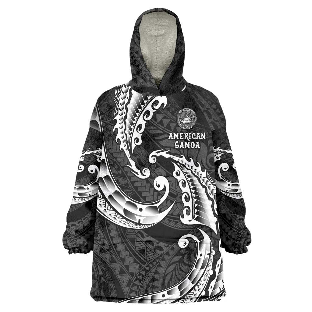 AAPI Heritage Month Wearable Blanket Hoodie American Samoa Polynesian Tribal Wave