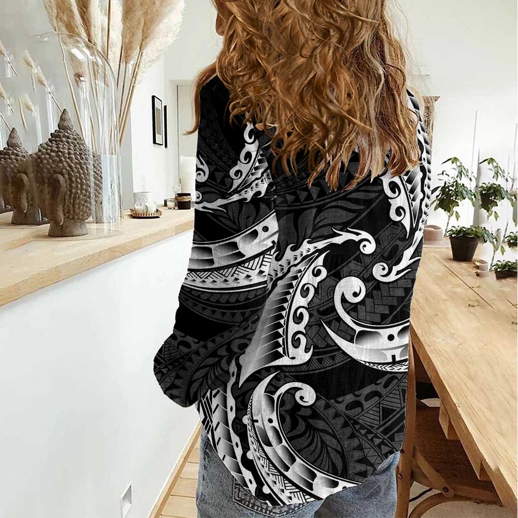 AAPI Heritage Month Women Casual Shirt American Samoa Polynesian Tribal Wave