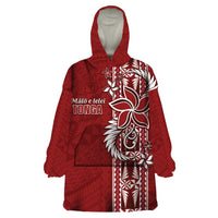 Tonga Language Week Wearable Blanket Hoodie Malo e Lelei Kupesi Ngatu Pattern LT05 One Size Red - Polynesian Pride