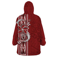 Tonga Language Week Wearable Blanket Hoodie Malo e Lelei Kupesi Ngatu Pattern LT05 - Polynesian Pride