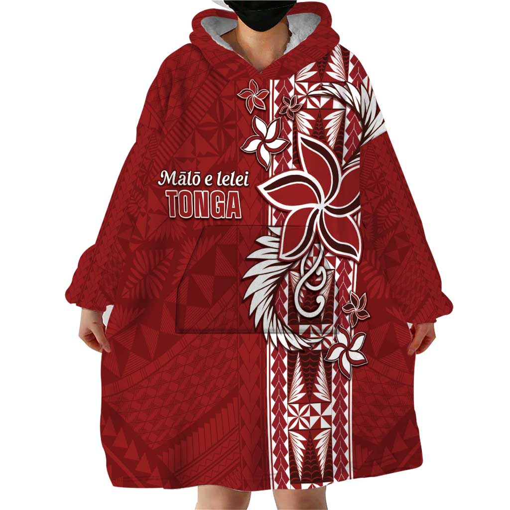Tonga Language Week Wearable Blanket Hoodie Malo e Lelei Kupesi Ngatu Pattern LT05 - Polynesian Pride