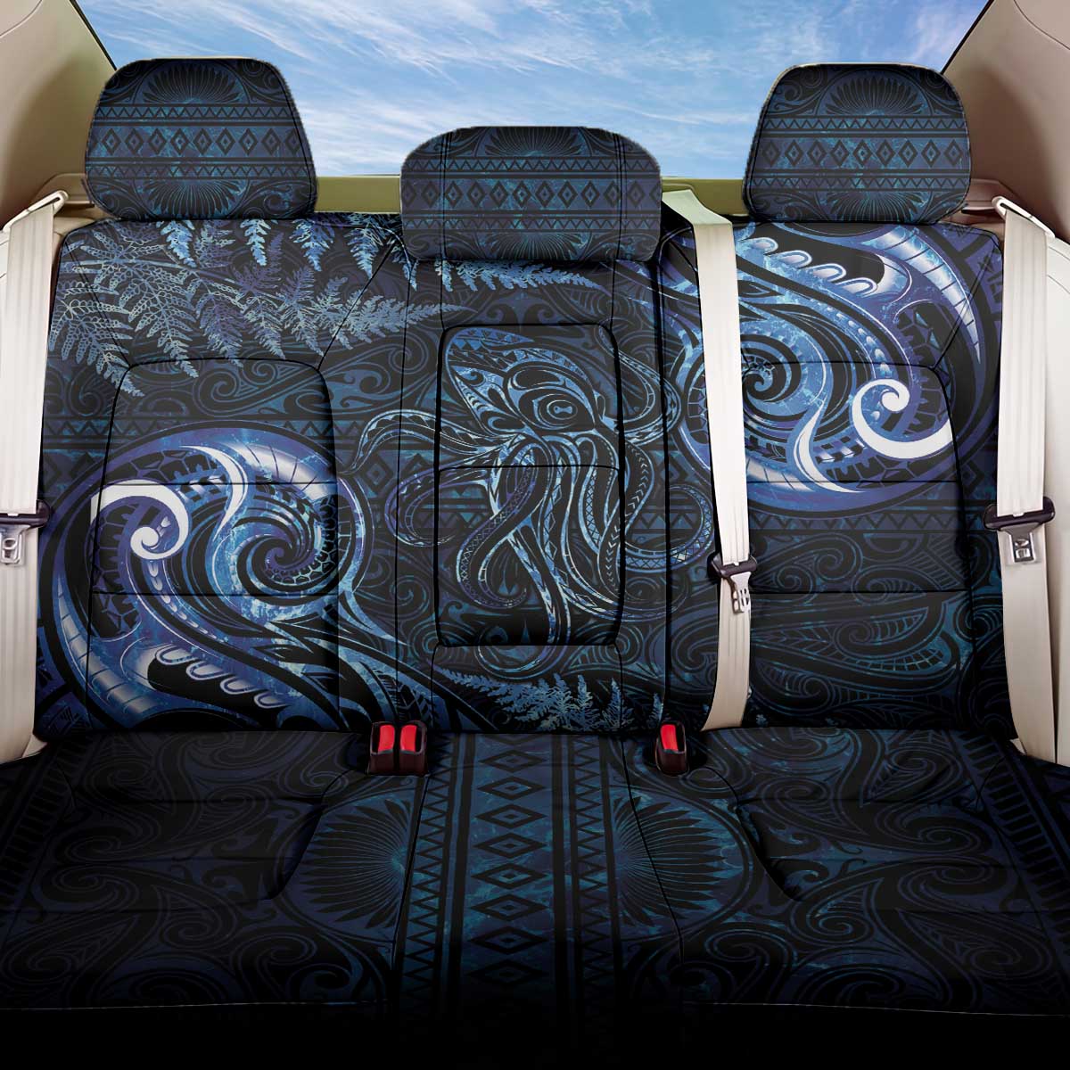 Aotearoa New Zealand Octopus Back Car Seat Cover Silver Fern Maori Pattern