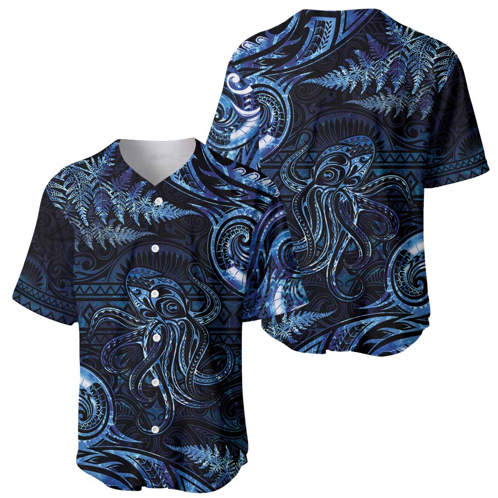 Aotearoa New Zealand Octopus Baseball Jersey Silver Fern Maori Pattern LT05 - Polynesian Pride