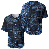 Aotearoa New Zealand Octopus Baseball Jersey Silver Fern Maori Pattern LT05 - Polynesian Pride