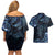 Aotearoa New Zealand Octopus Couples Matching Off Shoulder Short Dress and Hawaiian Shirt Silver Fern Maori Pattern