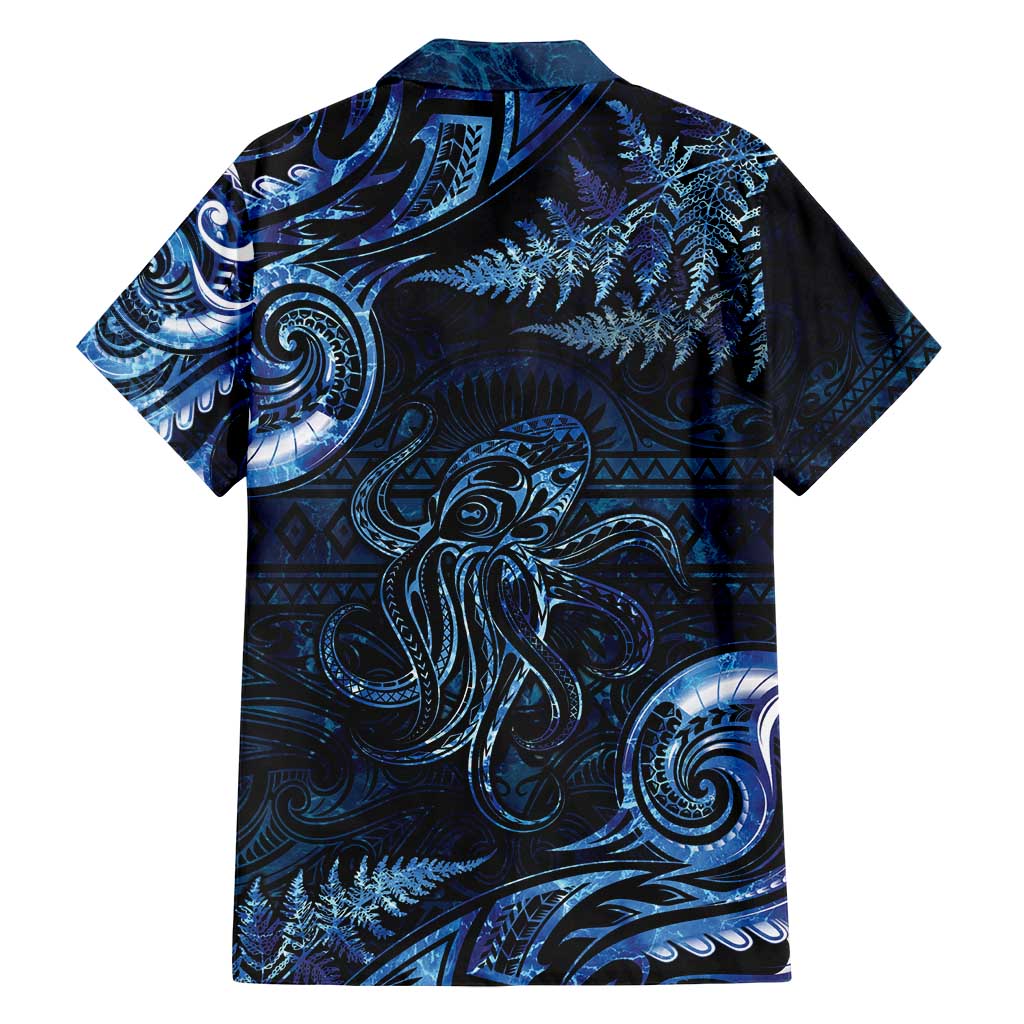 Aotearoa New Zealand Octopus Family Matching Off Shoulder Maxi Dress and Hawaiian Shirt Silver Fern Maori Pattern LT05 - Polynesian Pride