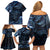 Aotearoa New Zealand Octopus Family Matching Off Shoulder Short Dress and Hawaiian Shirt Silver Fern Maori Pattern