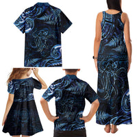 Aotearoa New Zealand Octopus Family Matching Tank Maxi Dress and Hawaiian Shirt Silver Fern Maori Pattern LT05 - Polynesian Pride