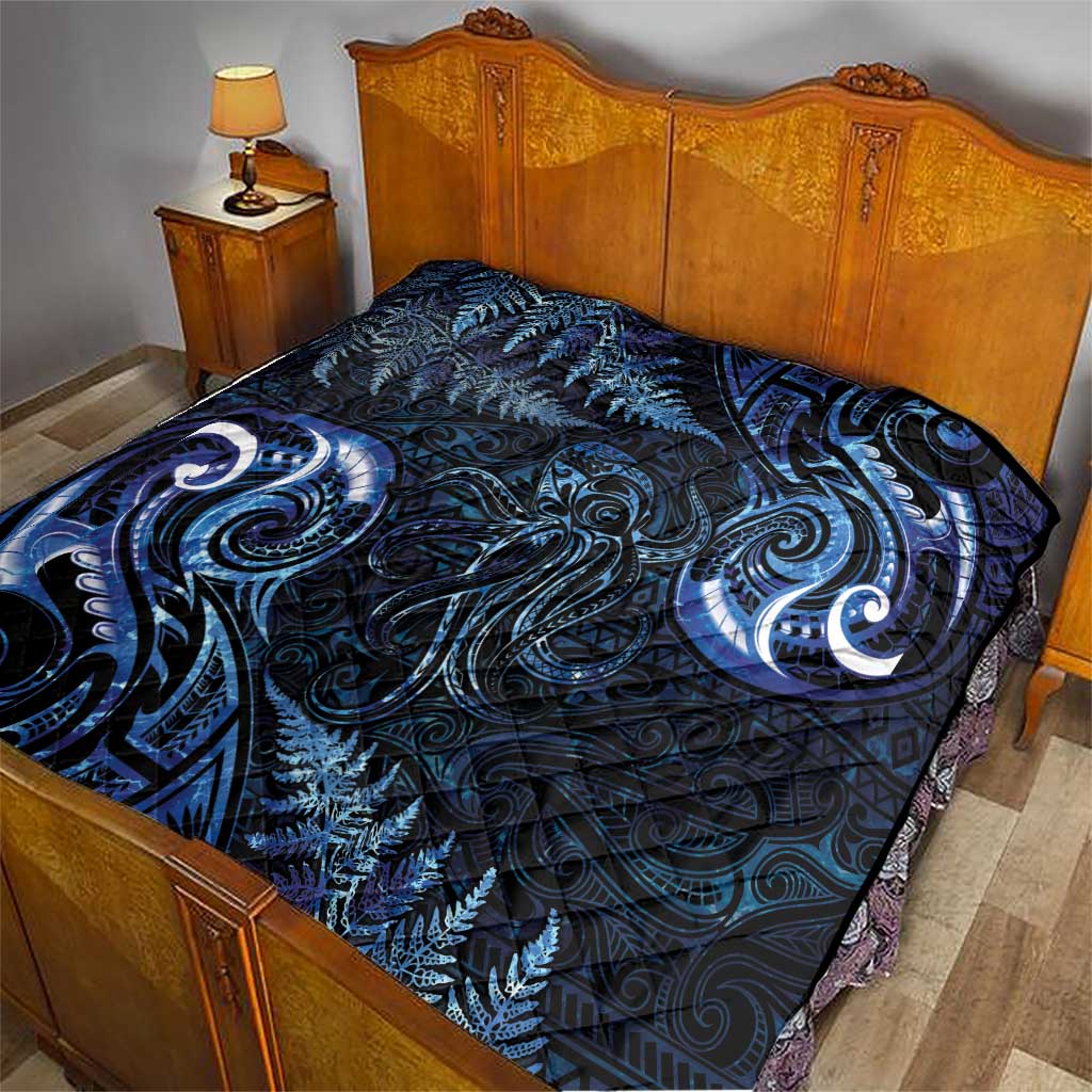 Aotearoa New Zealand Octopus Quilt Silver Fern Maori Pattern LT05 - Polynesian Pride