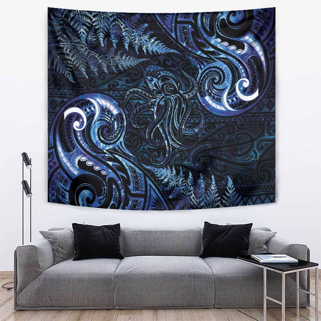 Aotearoa New Zealand Octopus Tapestry Silver Fern Maori Pattern