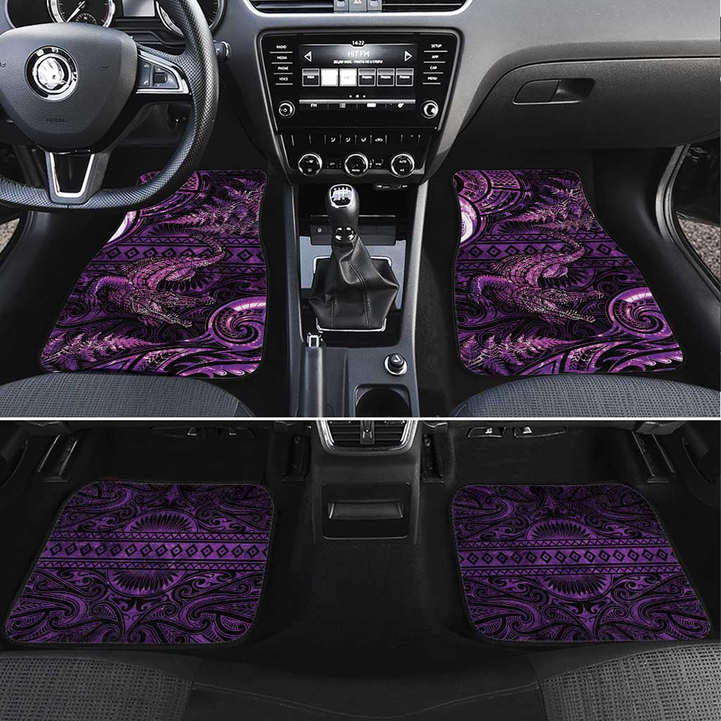 Aotearoa New Zealand Crocodile Car Mats Silver Fern Maori Pattern