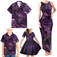 Aotearoa New Zealand Crocodile Family Matching Tank Maxi Dress and Hawaiian Shirt Silver Fern Maori Pattern LT05 - Polynesian Pride