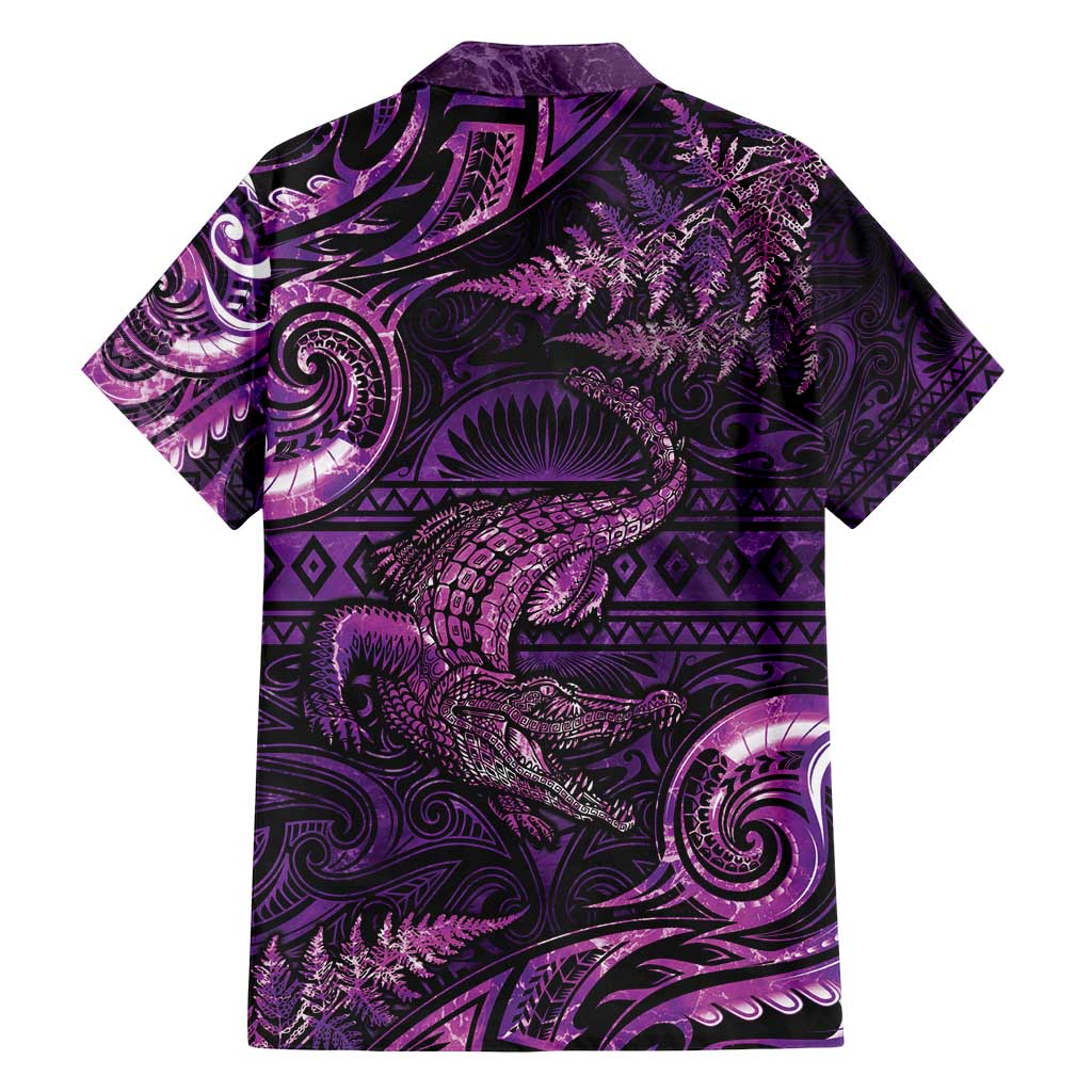 Aotearoa New Zealand Crocodile Family Matching Tank Maxi Dress and Hawaiian Shirt Silver Fern Maori Pattern LT05 - Polynesian Pride