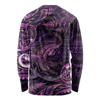 Aotearoa New Zealand Crocodile Long Sleeve Shirt Silver Fern Maori Pattern