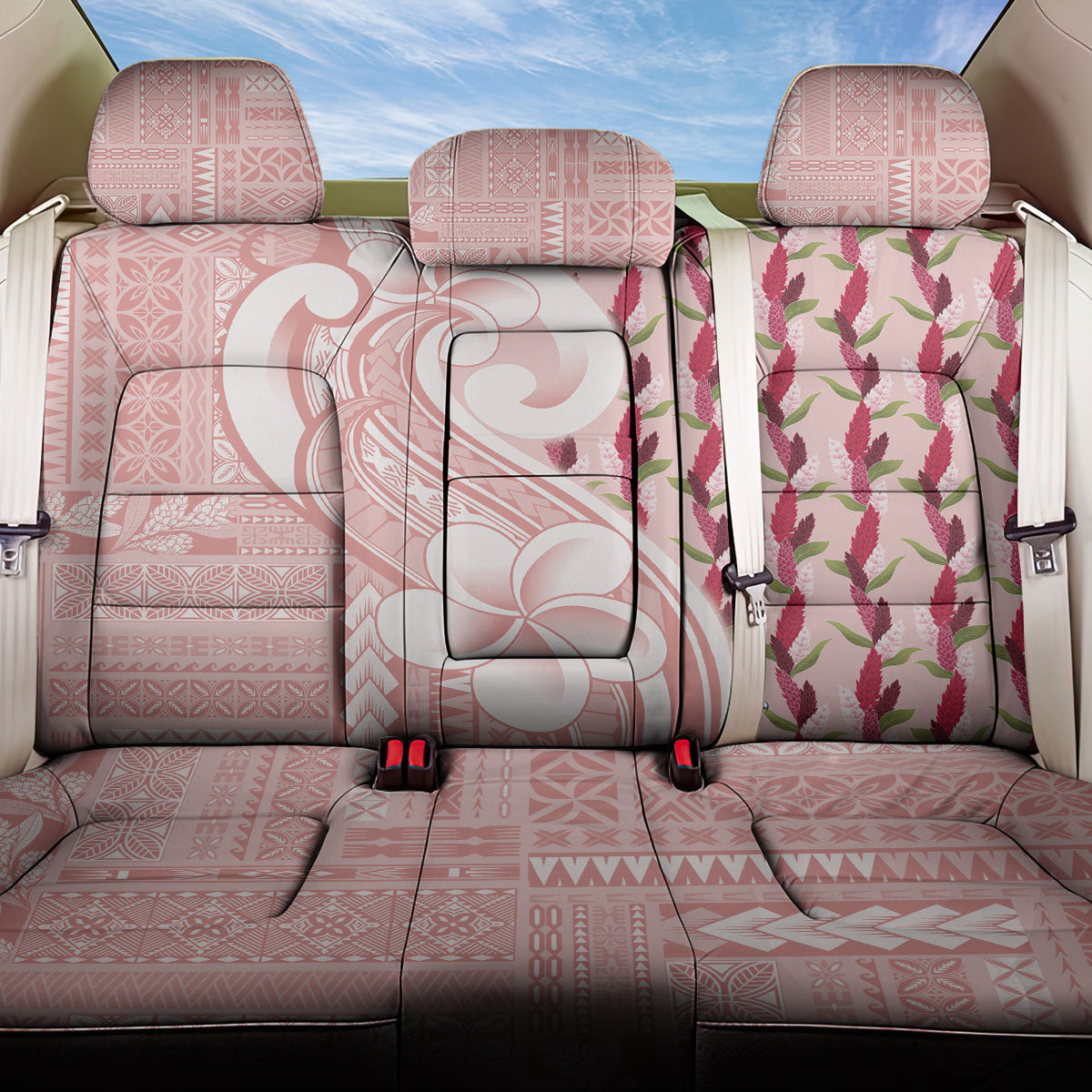 Samoa Teuila Back Car Seat Cover Pink Samoan Siapo Motifs LT05 One Size Pink - Polynesian Pride