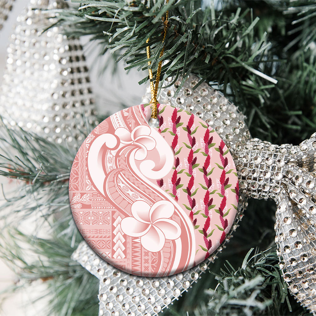 Samoa Teuila Ceramic Ornament Pink Samoan Siapo Motifs