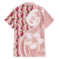 Samoa Teuila Family Matching Off Shoulder Maxi Dress and Hawaiian Shirt Pink Samoan Siapo Motifs