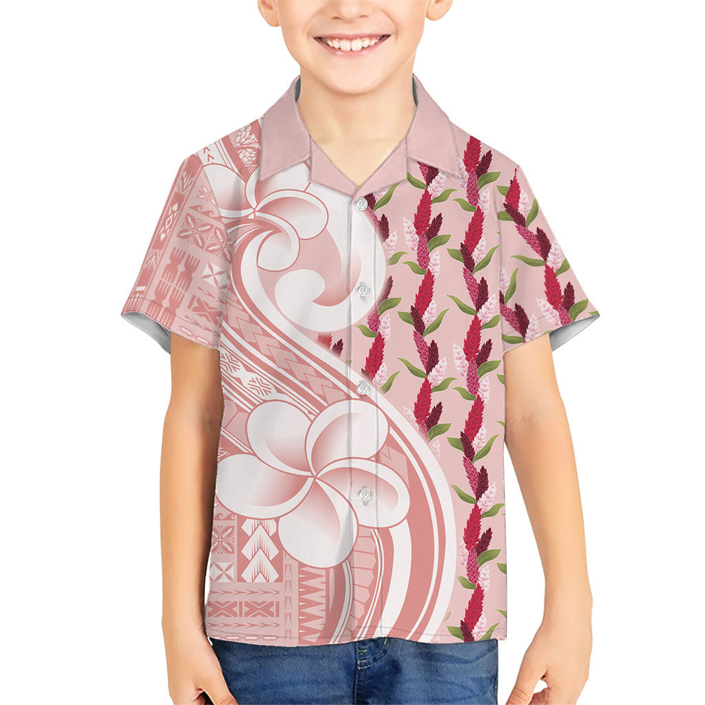 Samoa Teuila Family Matching Puletasi and Hawaiian Shirt Pink Samoan Siapo Motifs