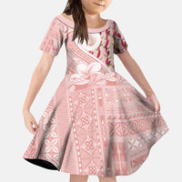 Samoa Teuila Family Matching Short Sleeve Bodycon Dress and Hawaiian Shirt Pink Samoan Siapo Motifs