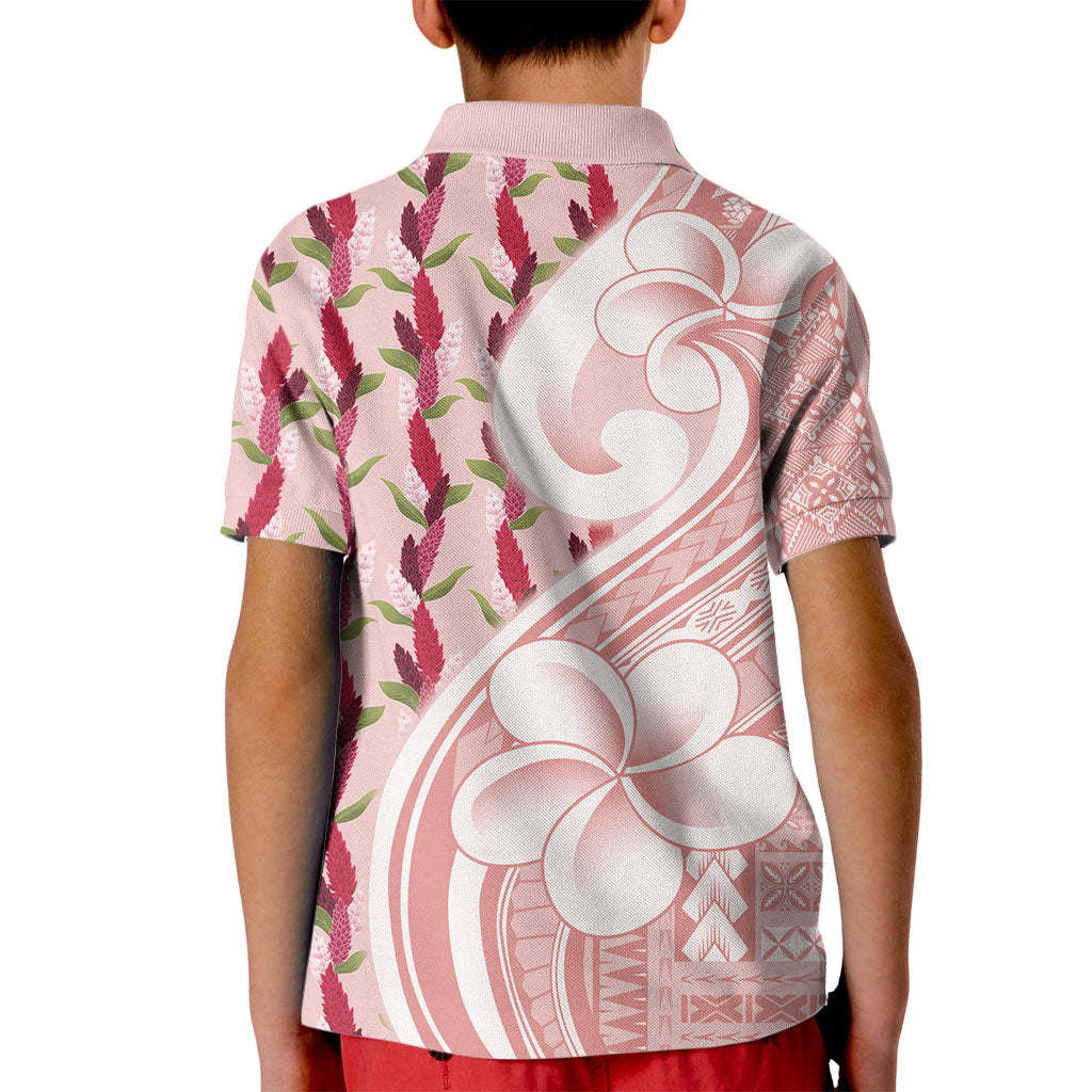 Samoa Teuila Kid Polo Shirt Pink Samoan Siapo Motifs