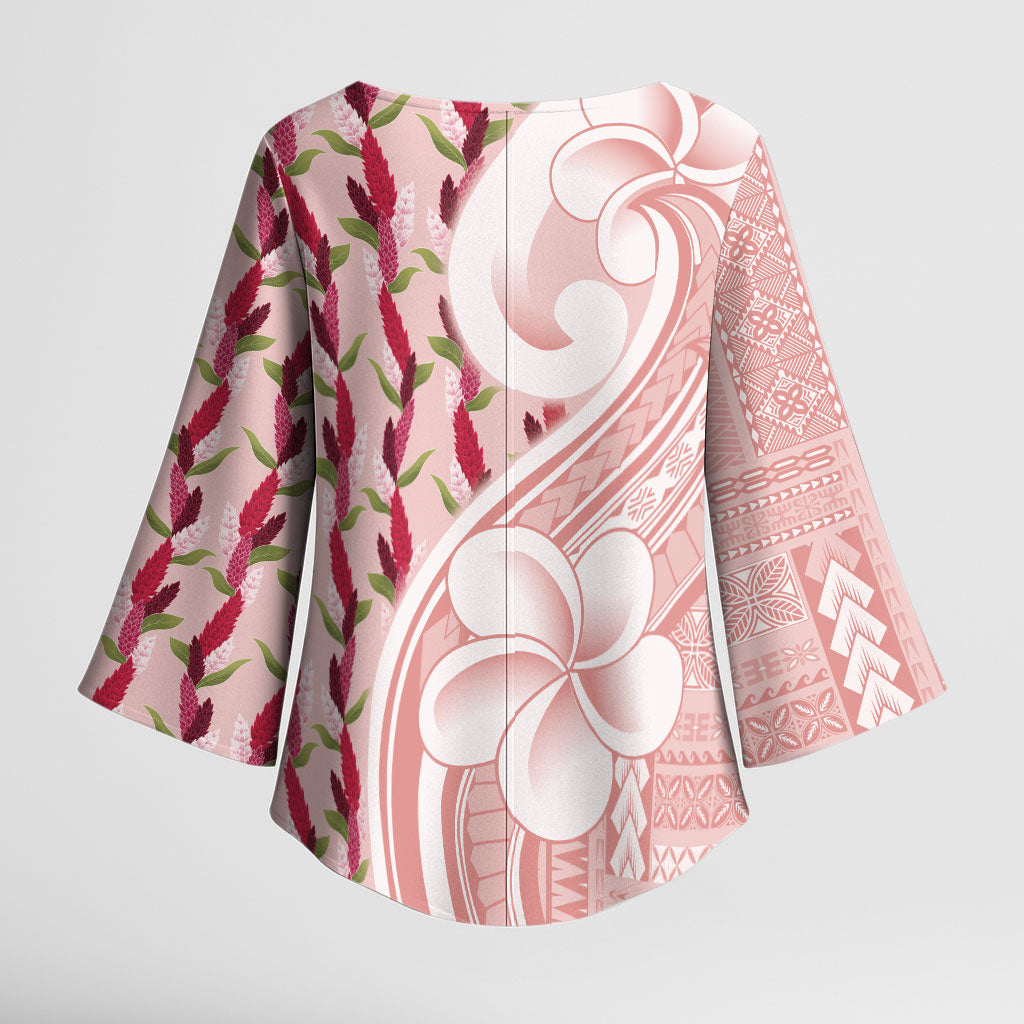 Samoa Teuila Kimono Sleeve Blouse Pink Samoan Siapo Motifs