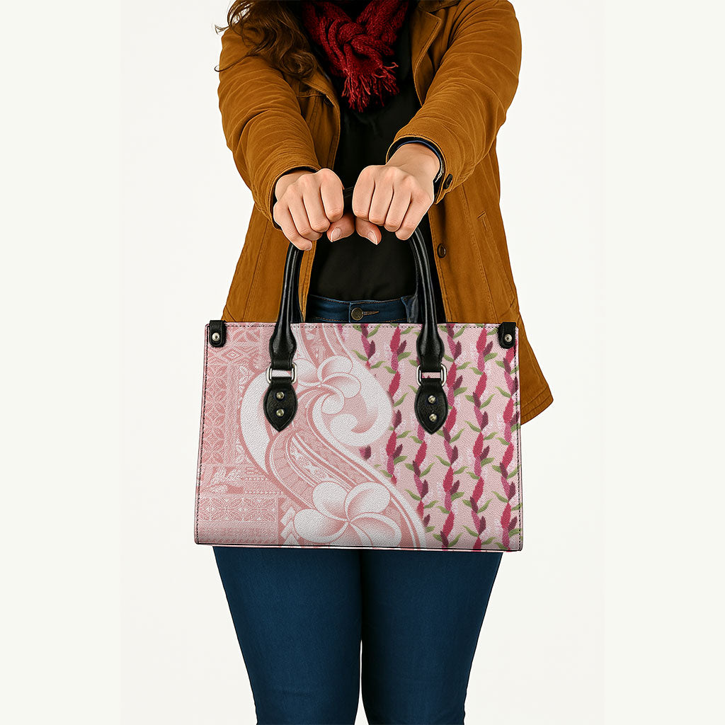 Samoa Teuila Leather Bag Pink Samoan Siapo Motifs LT05 - Polynesian Pride