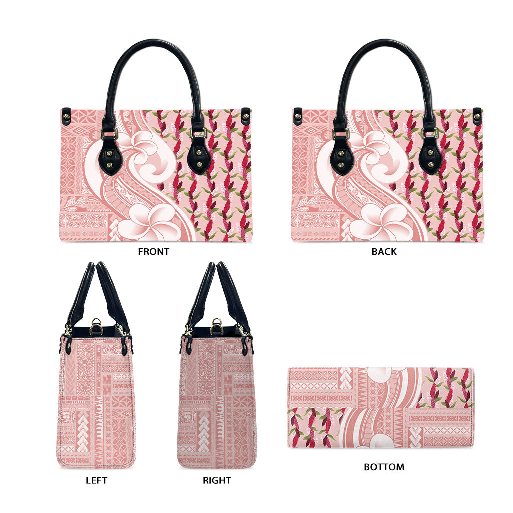 Samoa Teuila Leather Bag Pink Samoan Siapo Motifs LT05 - Polynesian Pride