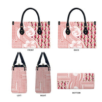 Samoa Teuila Leather Bag Pink Samoan Siapo Motifs LT05 - Polynesian Pride