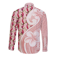 Samoa Teuila Long Sleeve Button Shirt Pink Samoan Siapo Motifs