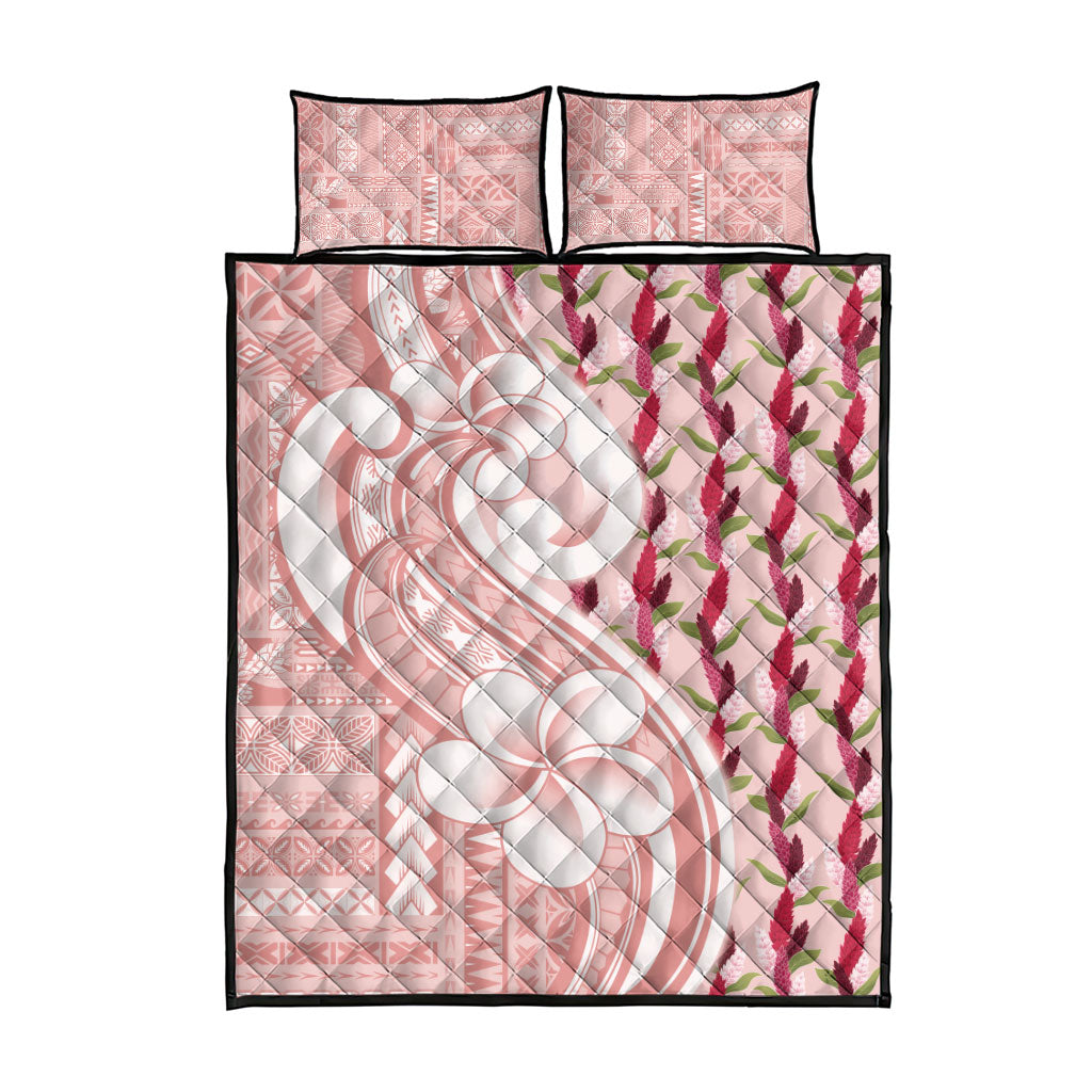 Samoa Teuila Quilt Bed Set Pink Samoan Siapo Motifs
