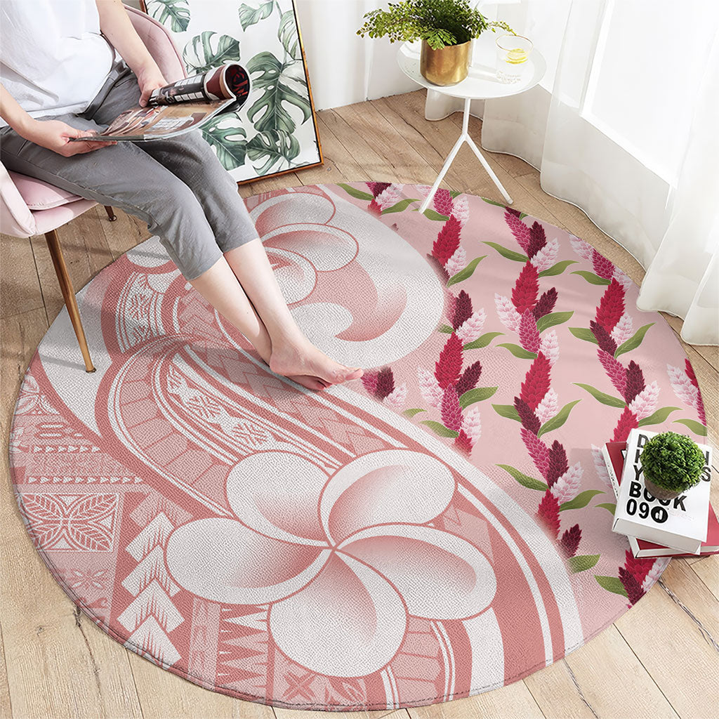 Samoa Teuila Round Carpet Pink Samoan Siapo Motifs LT05 - Polynesian Pride