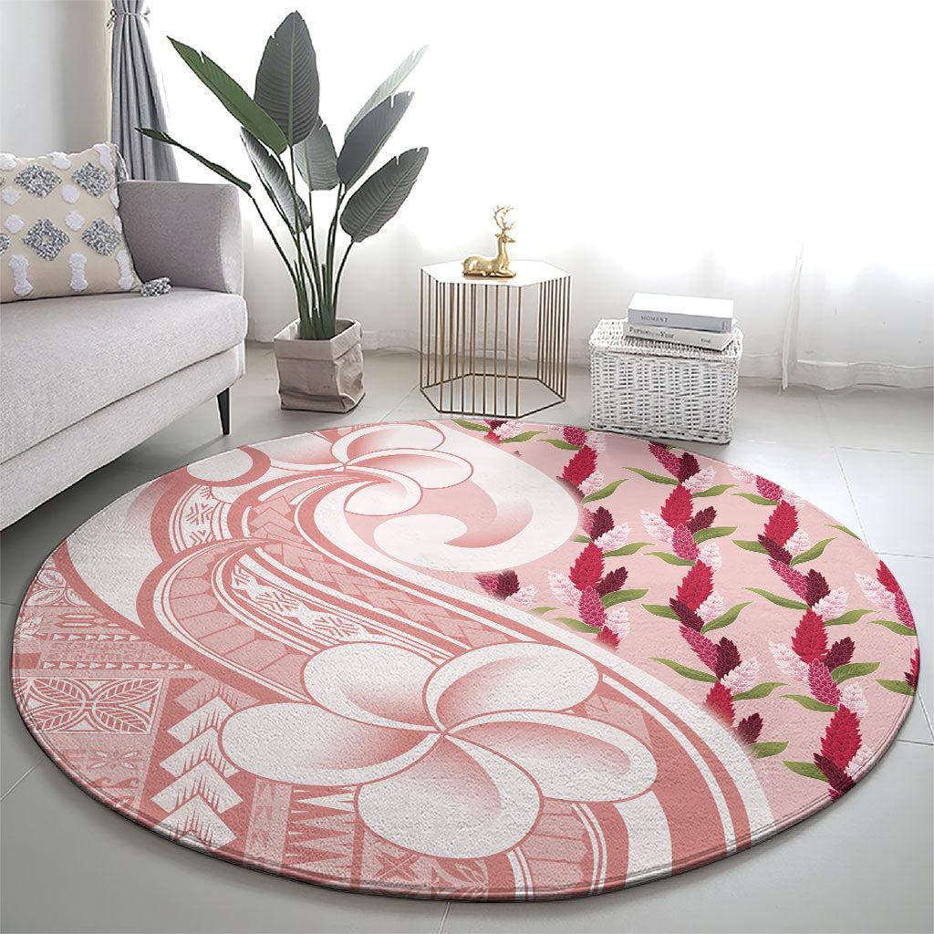 Samoa Teuila Round Carpet Pink Samoan Siapo Motifs LT05 - Polynesian Pride