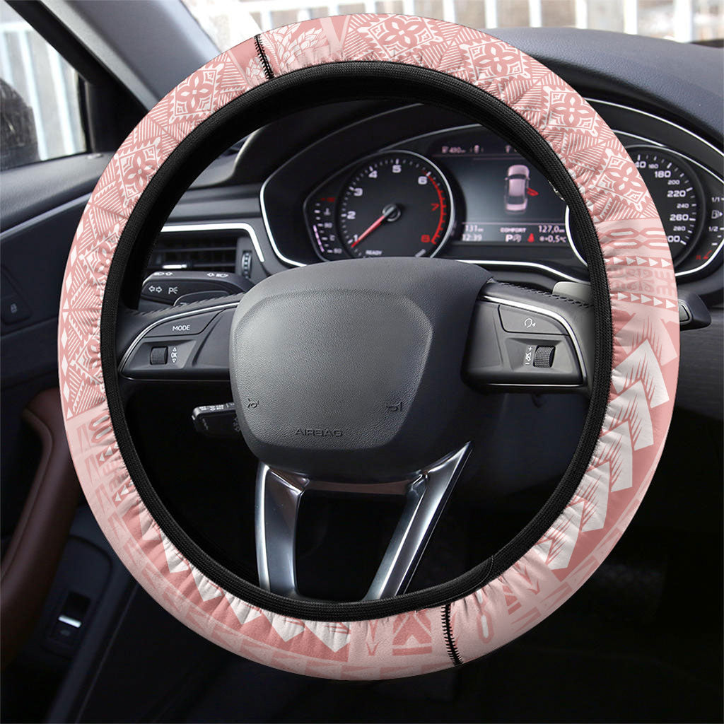 Samoa Teuila Steering Wheel Cover Pink Samoan Siapo Motifs