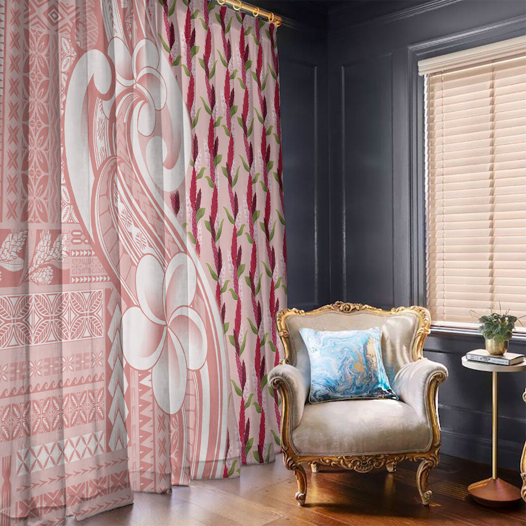 Samoa Teuila Window Curtain Pink Samoan Siapo Motifs LT05 - Polynesian Pride
