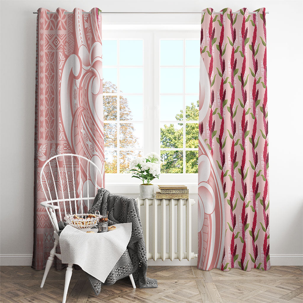 Samoa Teuila Window Curtain Pink Samoan Siapo Motifs LT05 - Polynesian Pride