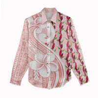 Samoa Teuila Women Casual Shirt Pink Samoan Siapo Motifs