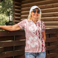 Samoa Teuila Women Polo Shirt Pink Samoan Siapo Motifs