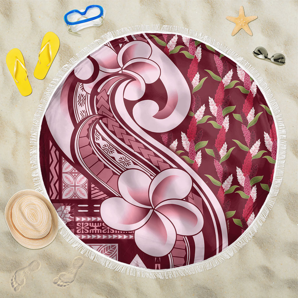 Samoa Teuila Beach Blanket Maroon Samoan Siapo Motifs LT05 One Size 150cm Maroon - Polynesian Pride