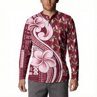 Samoa Teuila Button Sweatshirt Maroon Samoan Siapo Motifs