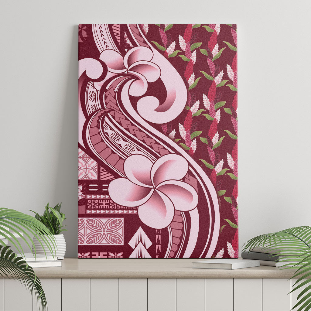 Samoa Teuila Canvas Wall Art Maroon Samoan Siapo Motifs LT05 - Polynesian Pride