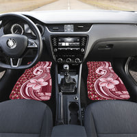 Samoa Teuila Car Mats Maroon Samoan Siapo Motifs LT05 Set 2pcs - Front Maroon - Polynesian Pride