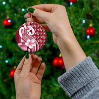Samoa Teuila Ceramic Ornament Maroon Samoan Siapo Motifs