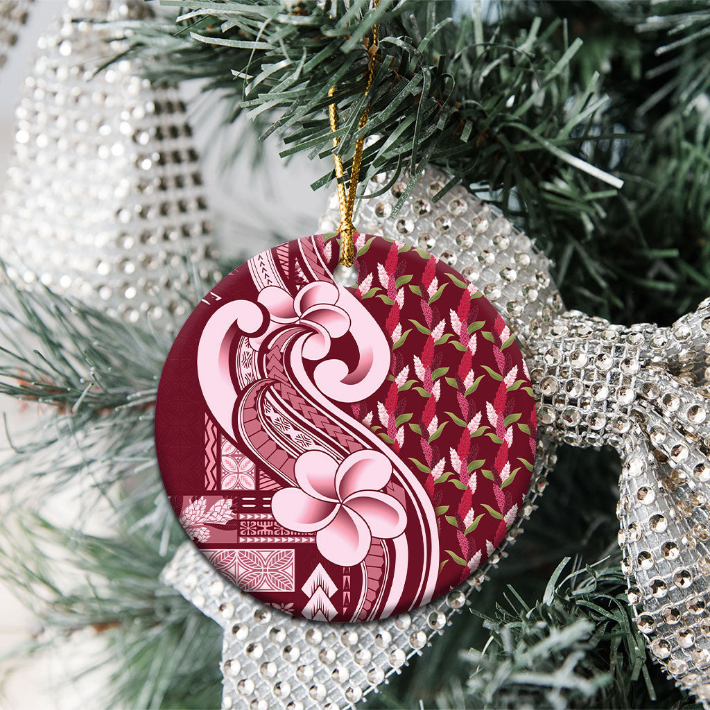 Samoa Teuila Ceramic Ornament Maroon Samoan Siapo Motifs
