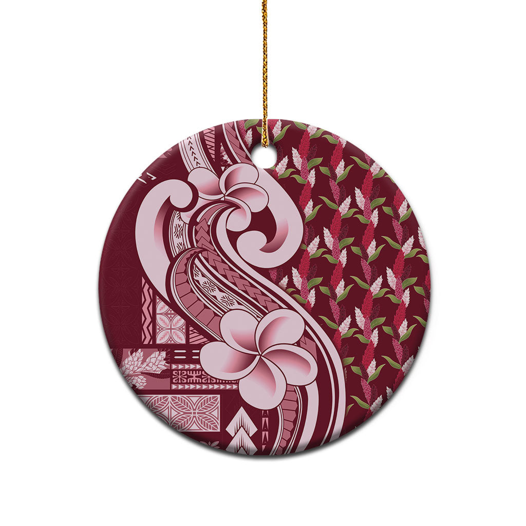 Samoa Teuila Ceramic Ornament Maroon Samoan Siapo Motifs