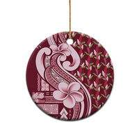 Samoa Teuila Ceramic Ornament Maroon Samoan Siapo Motifs