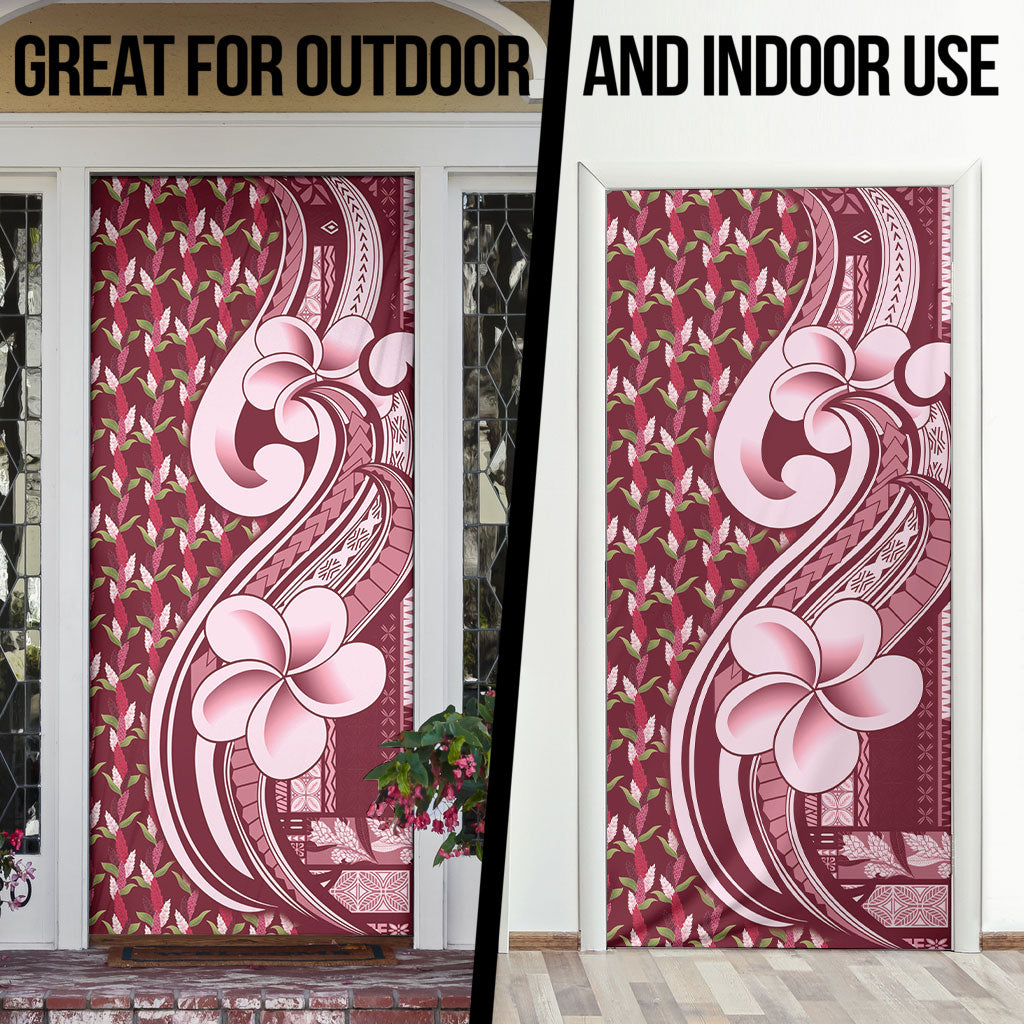 Samoa Teuila Door Cover Maroon Samoan Siapo Motifs