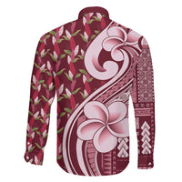 Samoa Teuila Family Matching Long Sleeve Bodycon Dress and Hawaiian Shirt Maroon Samoan Siapo Motifs