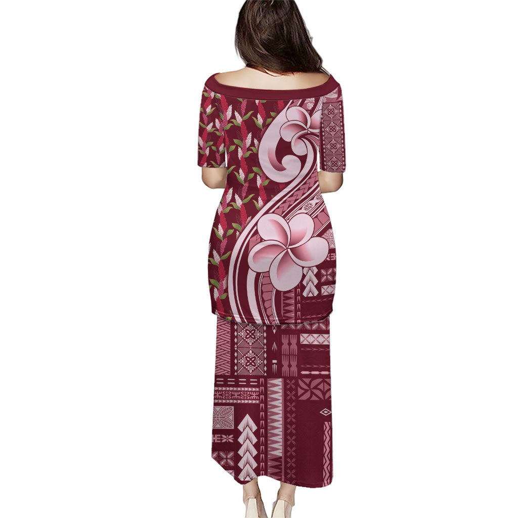 Samoa Teuila Family Matching Puletasi and Hawaiian Shirt Maroon Samoan Siapo Motifs